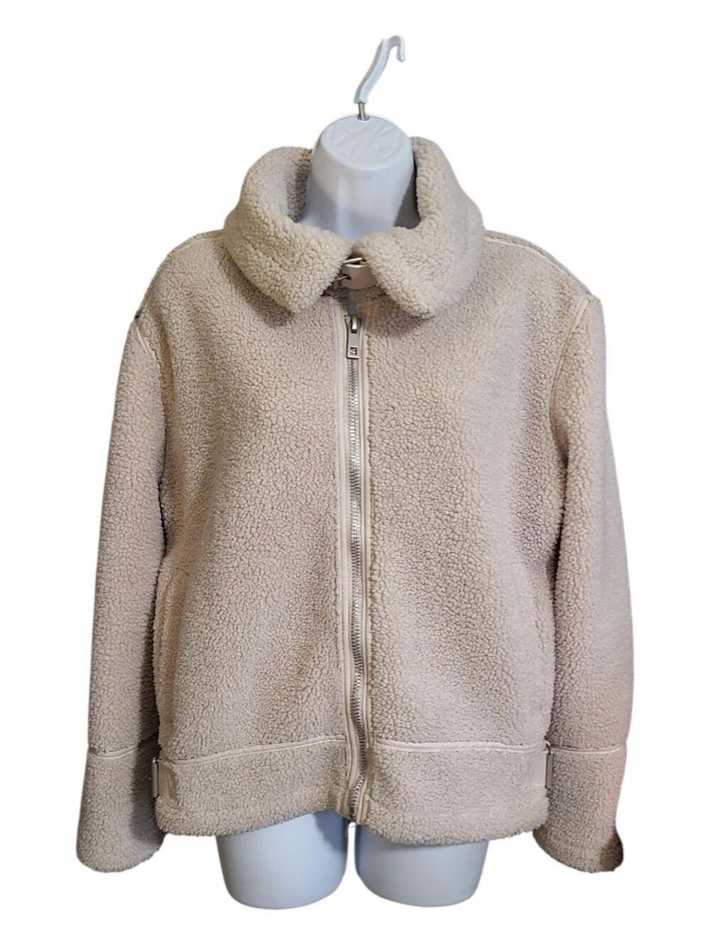 Women's Cream Sherpa Aviator Jacket